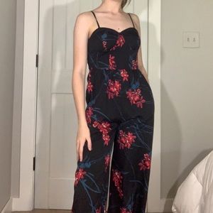 black floral jumpsuit with padding